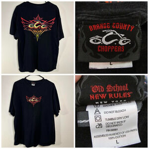 VTG Orange County Choppers OCC L Black Motorcycle Graphic T Shirt Old School y2k